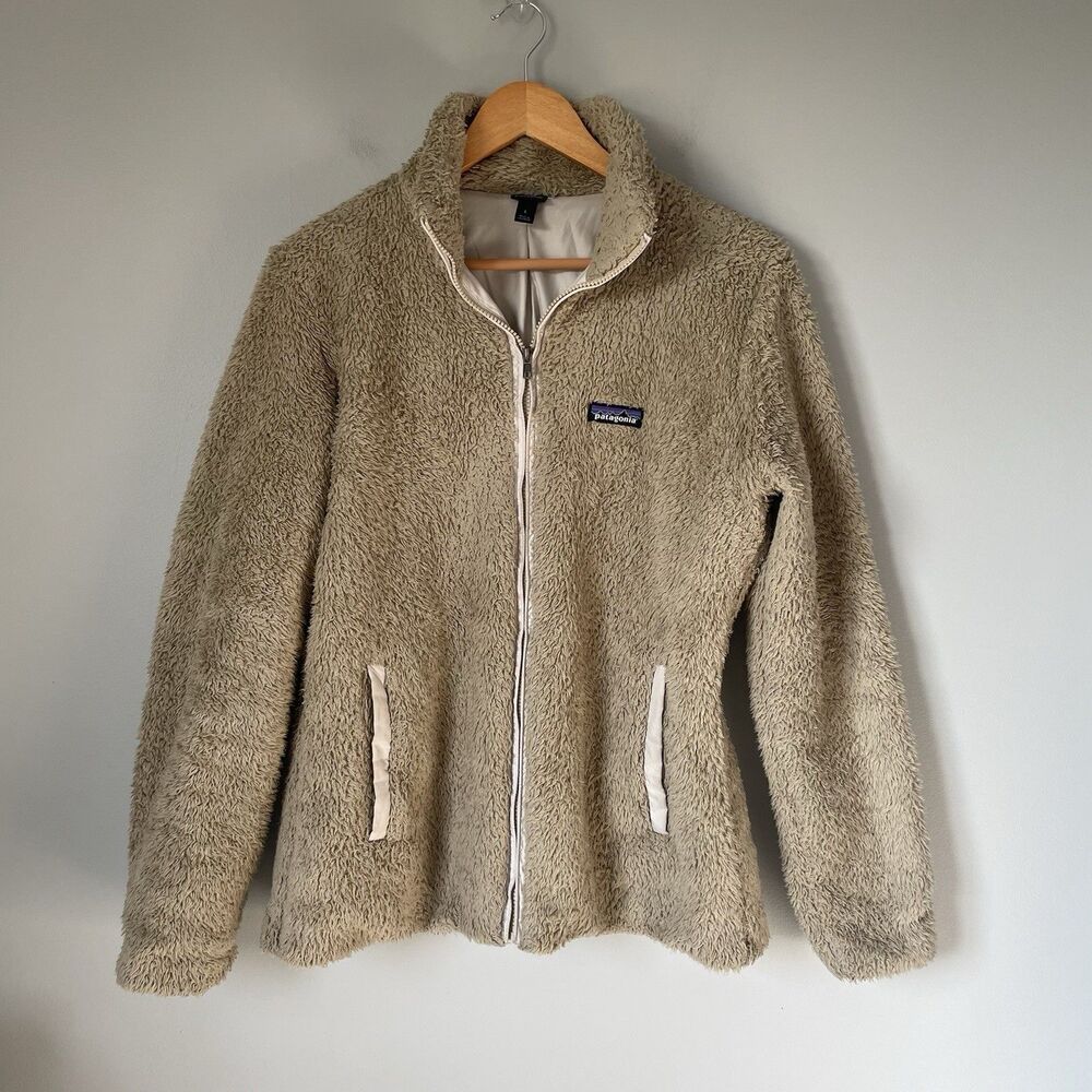 Patagonia Los Gatos Full Zip Sherpa Fleece Jacket Brown Beige Women's Size Large
